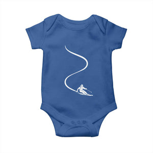 Skiing Baby Onesie Skier With Tracks In Deep Powder Snow Freeride Gift TS10 Royal Blue Print Your Wear