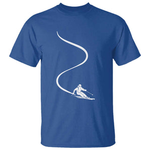 Skiing T Shirt Skier With Tracks In Deep Powder Snow Freeride Gift TS10 Royal Blue Print Your Wear
