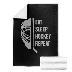 Ice Hockey Player Throw Blanket Funny Eat Sleep Hockey Repeat Sport Fan TS10 Black Print Your Wear