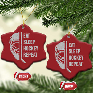 Ice Hockey Player Christmas Ornament Funny Eat Sleep Hockey Repeat Sport Fan TS10 Snow Flake Red Print Your Wear