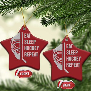 Ice Hockey Player Christmas Ornament Funny Eat Sleep Hockey Repeat Sport Fan TS10 Star Red Print Your Wear