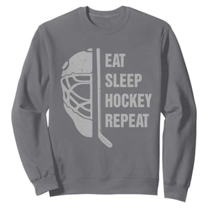 Ice Hockey Player Sweatshirt Funny Eat Sleep Hockey Repeat Sport Fan TS10 Charcoal Print Your Wear