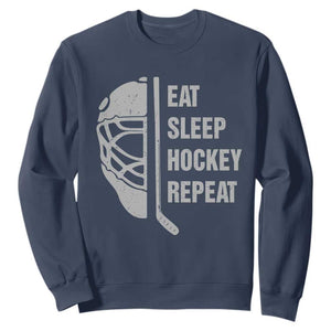 Ice Hockey Player Sweatshirt Funny Eat Sleep Hockey Repeat Sport Fan TS10 Navy Print Your Wear