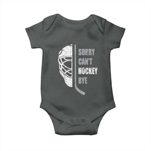 Ice Hockey Player Baby Onesie Retro Sorry Cant Hockey Bye TS10 Dark Heather Print Your Wear