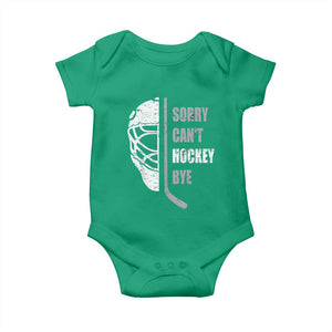 Ice Hockey Player Baby Onesie Retro Sorry Cant Hockey Bye TS10 Irish Green Print Your Wear