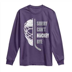 Ice Hockey Player Long Sleeve Shirt Retro Sorry Cant Hockey Bye TS10 Purple Print Your Wear