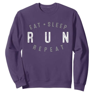 Eat Sleep Run Repeat Sweatshirt Marathon Runner TS10 Purple Print Your Wear
