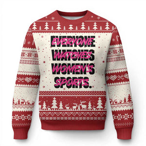 Womens Sports Ugly Christmas Sweater Feminist Body Positivity Inclusive Equality TS10 Beige Red Print Your Wear