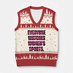 Womens Sports V-Neck Knit Sweater Vest Feminist Body Positivity Inclusive Equality TS10 Beige Red Print Your Wear