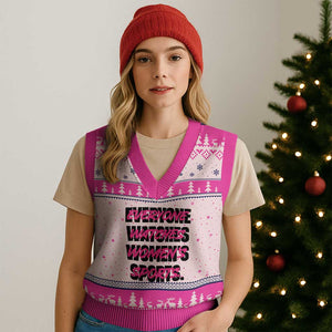 Womens Sports V-Neck Knit Sweater Vest Feminist Body Positivity Inclusive Equality TS10 Hot Pink Print Your Wear