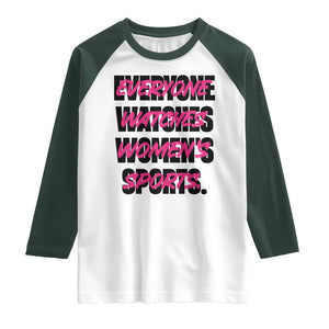 Womens Sports Raglan Shirt Feminist Body Positivity Inclusive Equality TS10 White Dark Forest Green Print Your Wear