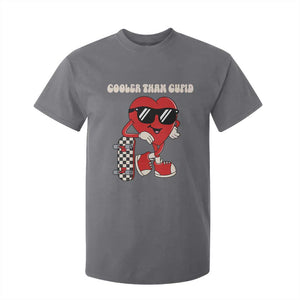 Funny Heart Valentine Day T Shirt For Kid Cooler Than Cupid Skateboard Kids Toddler Boy Valentine TS10 Charcoal Print Your Wear