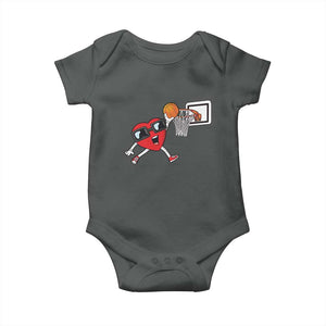 Basketball Valentines Baby Onesie Cute Red Heart Playing Basketball Player Team Boys TS10 Dark Heather Print Your Wear
