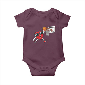Basketball Valentines Baby Onesie Cute Red Heart Playing Basketball Player Team Boys TS10 Maroon Print Your Wear