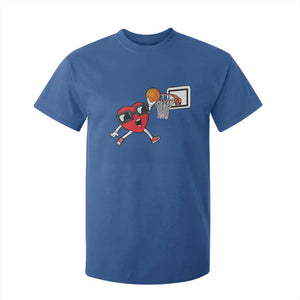 Basketball Valentines T Shirt For Kid Cute Red Heart Playing Basketball Player Team Boys TS10 Royal Blue Print Your Wear