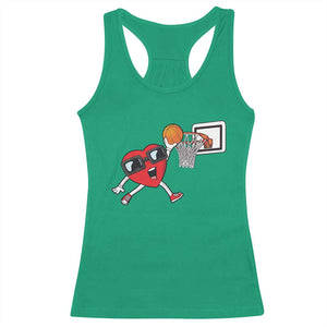 Basketball Valentines Racerback Tank Top Cute Red Heart Playing Basketball Player Team Boys TS10 Irish Green Print Your Wear