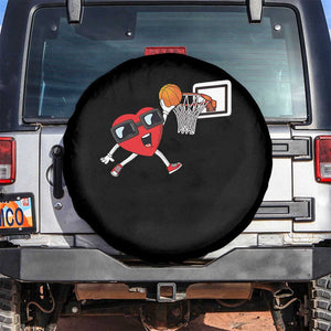 Basketball Valentines Spare Tire Cover Cute Red Heart Playing Basketball Player Team Boys TS10 No hole Black Print Your Wear