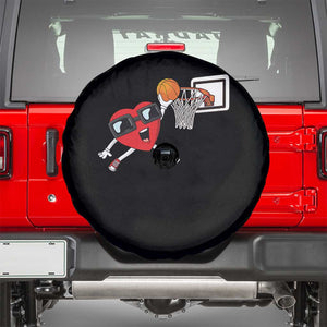 Basketball Valentines Spare Tire Cover Cute Red Heart Playing Basketball Player Team Boys TS10 Black Print Your Wear