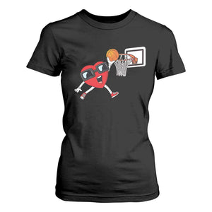 Basketball Valentines T Shirt For Women Cute Red Heart Playing Basketball Player Team Boys TS10 Black Print Your Wear