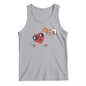 Basketball Valentines Tank Top Cute Red Heart Playing Basketball Player Team Boys TS10 Athletic Heather Print Your Wear