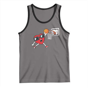 Basketball Valentines Tank Top Cute Red Heart Playing Basketball Player Team Boys TS10 Deep Heather Black Print Your Wear