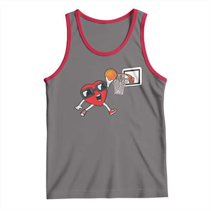 Basketball Valentines Tank Top Cute Red Heart Playing Basketball Player Team Boys TS10 Deep Heather Red Print Your Wear