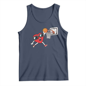 Basketball Valentines Tank Top Cute Red Heart Playing Basketball Player Team Boys TS10 Navy Print Your Wear