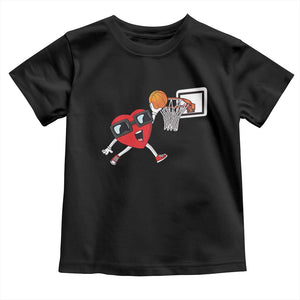 Basketball Valentines Toddler T Shirt Cute Red Heart Playing Basketball Player Team Boys TS10 Black Print Your Wear