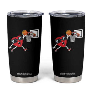 Basketball Valentines Tumbler Cup Cute Red Heart Playing Basketball Player Team Boys TS10 Black Print Your Wear