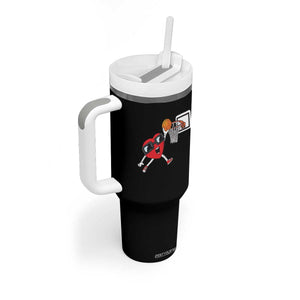 Basketball Valentines Tumbler With Handle Cute Red Heart Playing Basketball Player Team Boys TS10 Print Your Wear