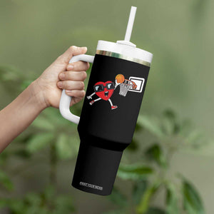 Basketball Valentines Tumbler With Handle Cute Red Heart Playing Basketball Player Team Boys TS10 Print Your Wear