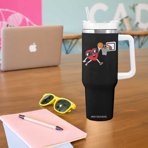 Basketball Valentines Tumbler With Handle Cute Red Heart Playing Basketball Player Team Boys TS10 Print Your Wear