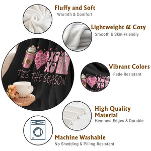 Valentine Coffee Throw Blanket Love Heart XOXO Cute Graphic Valentines Day TS10 Print Your Wear