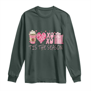 Valentine Coffee Long Sleeve Shirt Love Heart XOXO Cute Graphic Valentines Day TS10 Dark Forest Green Print Your Wear
