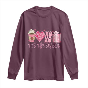 Valentine Coffee Long Sleeve Shirt Love Heart XOXO Cute Graphic Valentines Day TS10 Maroon Print Your Wear
