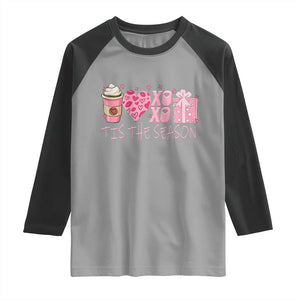 Valentine Coffee Raglan Shirt Love Heart XOXO Cute Graphic Valentines Day TS10 Sport Gray Black Print Your Wear