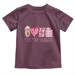 Valentine Coffee Toddler T Shirt Love Heart XOXO Cute Graphic Valentines Day TS10 Maroon Print Your Wear
