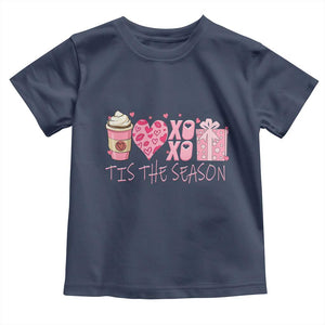 Valentine Coffee Toddler T Shirt Love Heart XOXO Cute Graphic Valentines Day TS10 Navy Print Your Wear