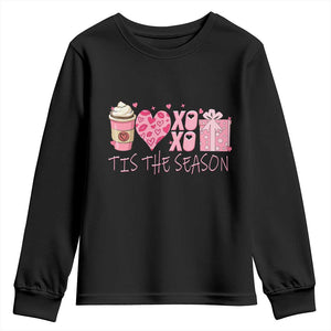 Valentine Coffee Youth Sweatshirt Love Heart XOXO Cute Graphic Valentines Day TS10 Black Print Your Wear