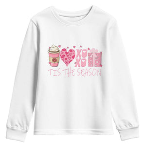 Valentine Coffee Youth Sweatshirt Love Heart XOXO Cute Graphic Valentines Day TS10 White Print Your Wear