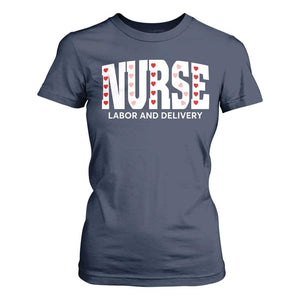 Nurse Labor and Delivery T Shirt For Women L&D Maternity Nursing Baby Delivery Valentines Day Heart TS10 Navy Print Your Wear