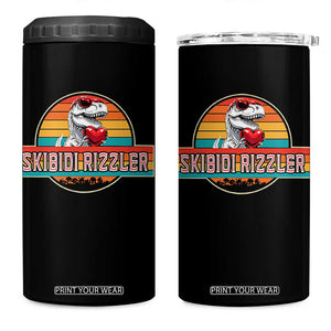 Vintage Valentines Dinosaur 4 in 1 Can Cooler Tumbler Funny Dino Meme Skibidi Rizzler TS10 One Size: 16 oz Black Print Your Wear