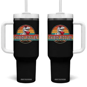 Vintage Valentines Dinosaur Tumbler With Handle Funny Dino Meme Skibidi Rizzler TS10 One Size: 40 oz Black Print Your Wear