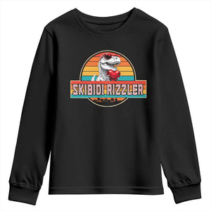 Vintage Valentines Dinosaur Youth Sweatshirt Funny Dino Meme Skibidi Rizzler TS10 Black Print Your Wear