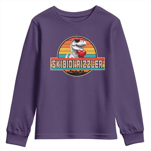 Vintage Valentines Dinosaur Youth Sweatshirt Funny Dino Meme Skibidi Rizzler TS10 Purple Print Your Wear