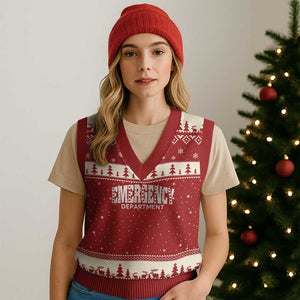 Emergency Department V-Neck Knit Sweater Vest Cute ER Nurse Gift TS10 Red Beige Print Your Wear