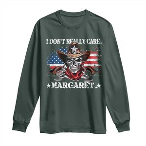 Vice President Jd Vance Long Sleeve Shirt Cowboy Skull American Flag I Don't Really Care Margaret TS10 Dark Forest Green Print Your Wear