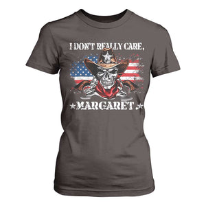 Vice President Jd Vance T Shirt For Women Cowboy Skull American Flag I Don't Really Care Margaret TS10 Dark Chocolate Print Your Wear