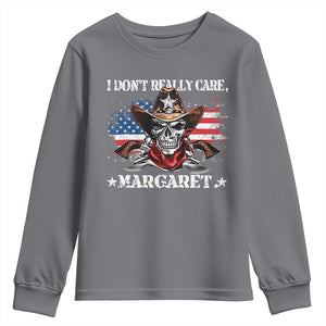 Vice President Jd Vance Youth Sweatshirt Cowboy Skull American Flag I Don't Really Care Margaret TS10 Charcoal Print Your Wear