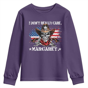 Vice President Jd Vance Youth Sweatshirt Cowboy Skull American Flag I Don't Really Care Margaret TS10 Purple Print Your Wear